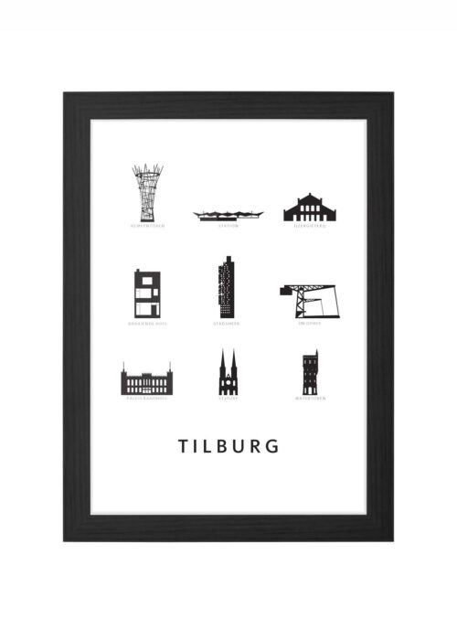 Tilburg - Architectuur Print ingelijst in zwarte lijst