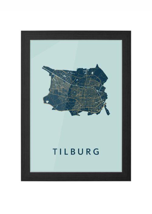tilburg stadskaart poster ingelijst in zwarte lijst