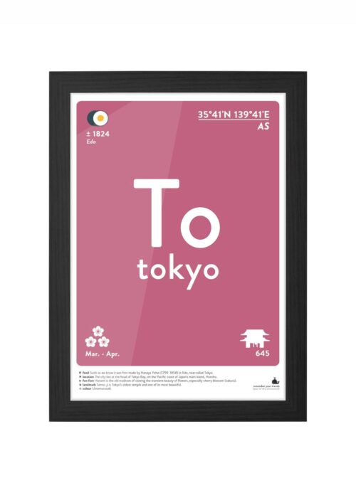tokyo typografie poster ingelijst in zwarte lijst