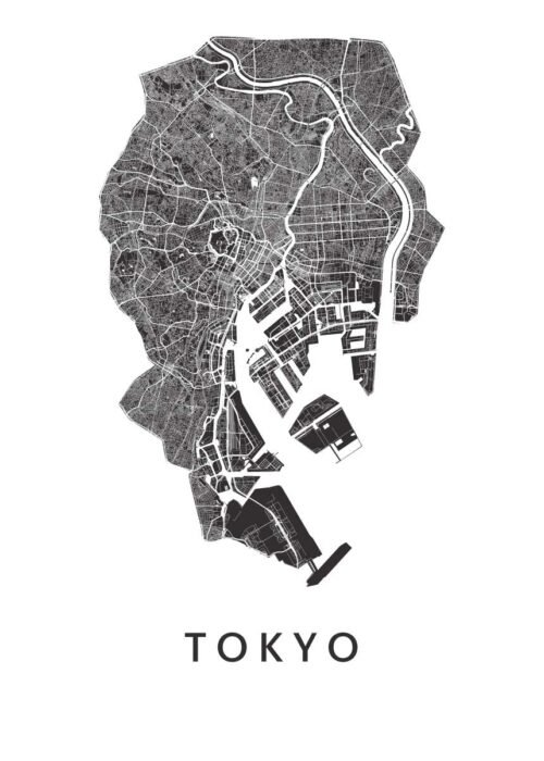Tokyo White Stadskaart Poster Kopen