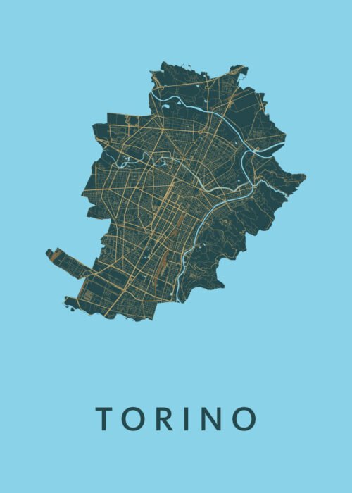 Torino Azure Stadskaart Poster Kopen