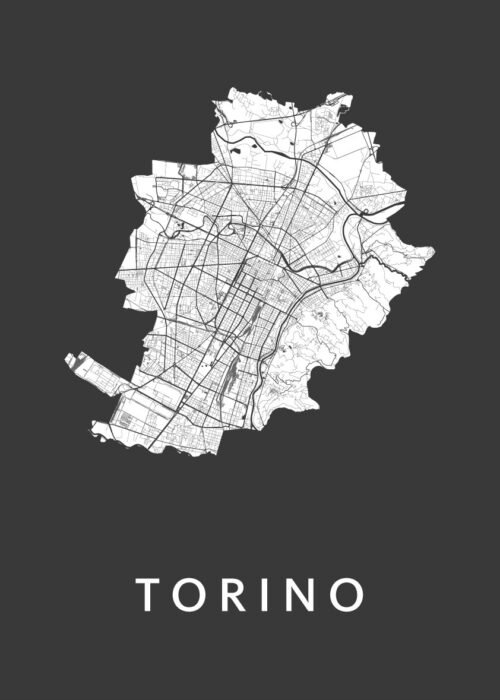 Torino Black Stadskaart Poster Kopen