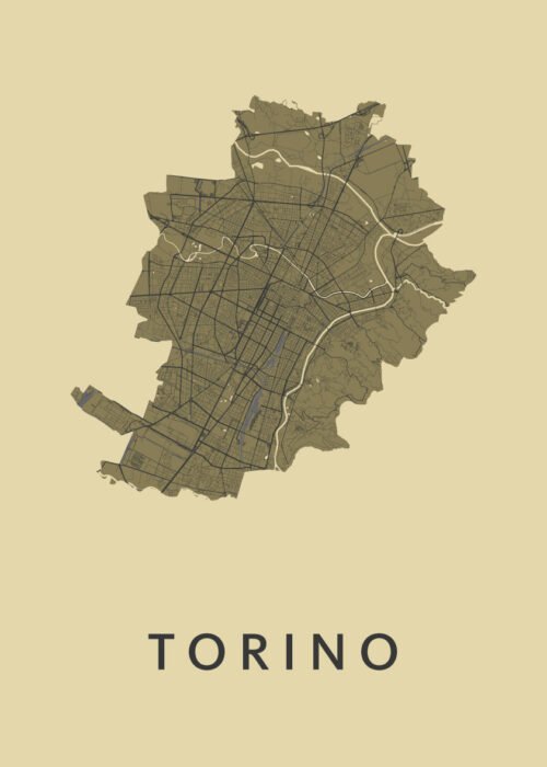 Torino GoldenRod Stadskaart Poster Kopen