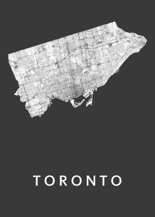 Toronto Black Stadskaart Poster Kopen