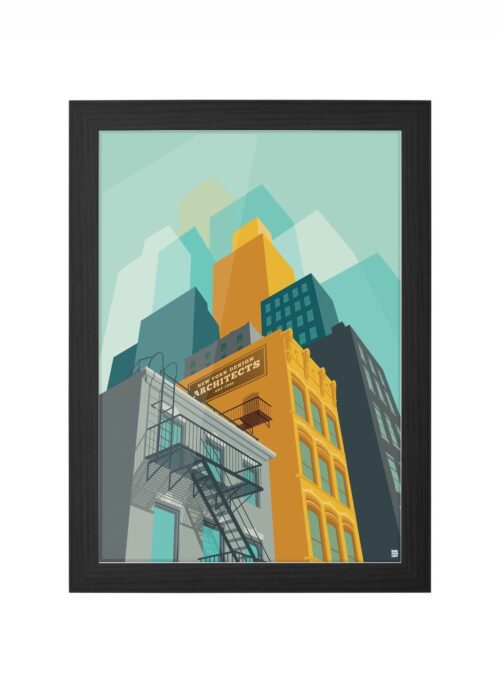 new york - tribeca stadsgezicht poster ingelijst in zwarte lijst