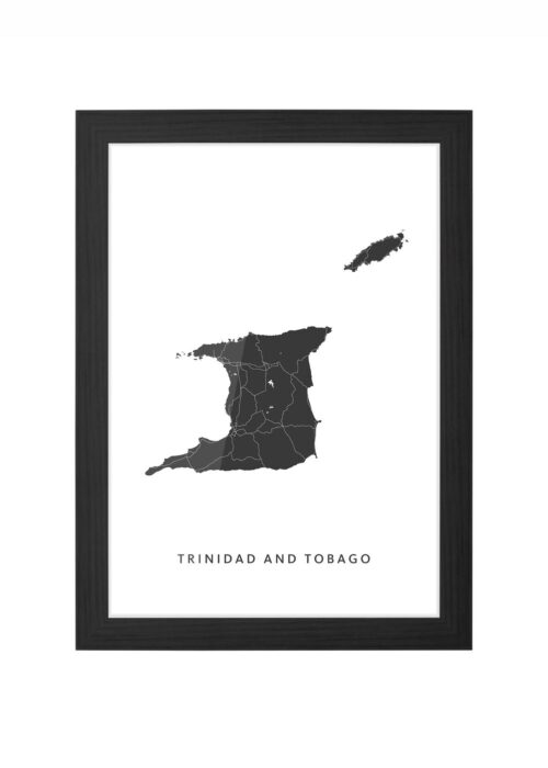 trinidad en tobago landkaart poster ingelijst in zwarte lijst