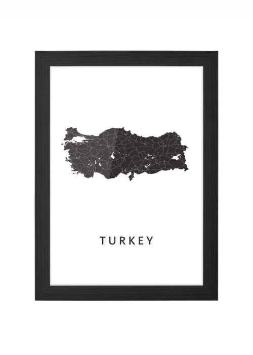 turkey landkaart poster ingelijst in zwarte lijst