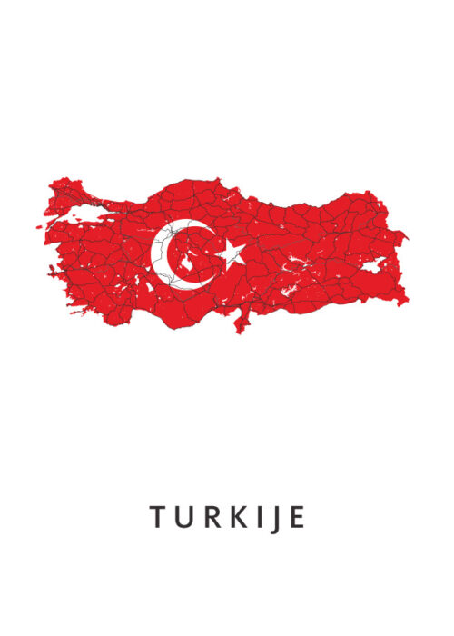 Turkije Landkaart Poster met Landvlag