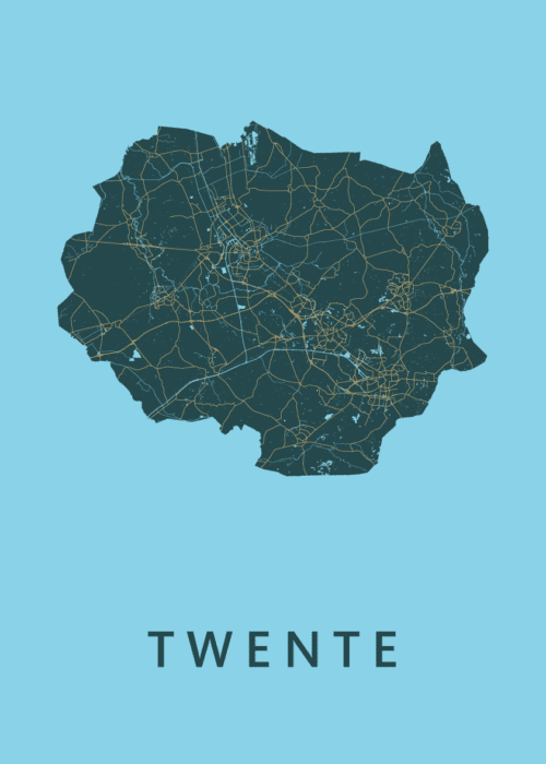 Twente Regiokaart Azure poster