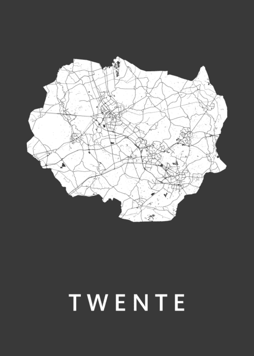 Twente Regiokaart Black poster
