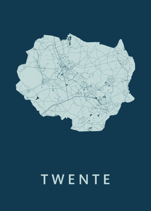 Twente Regiokaart Feldgrau poster