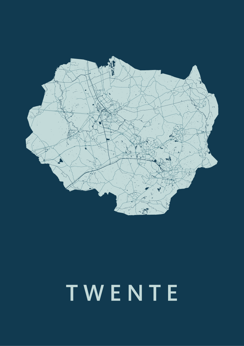 Twente Regiokaart Feldgrau poster