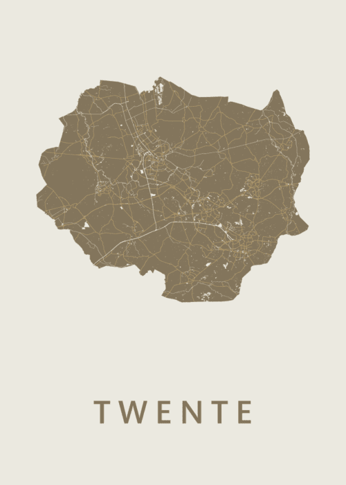 Twente Regiokaart Gold poster