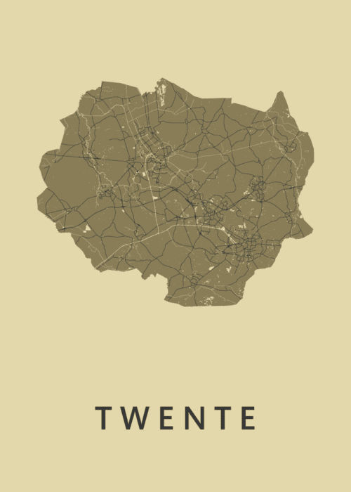 Twente Regiokaart GoldenRod poster