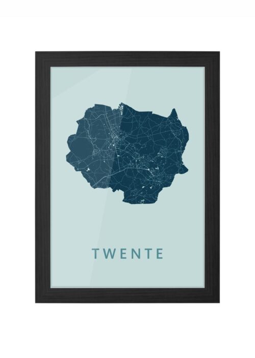 twente regiokaart mint stadskaart poster ingelijst in zwarte lijst