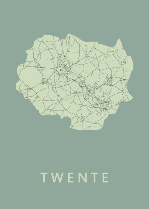 Twente Regiokaart Olive poster
