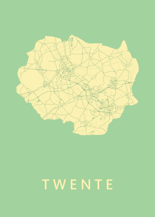 Twente Regiokaart Spring poster