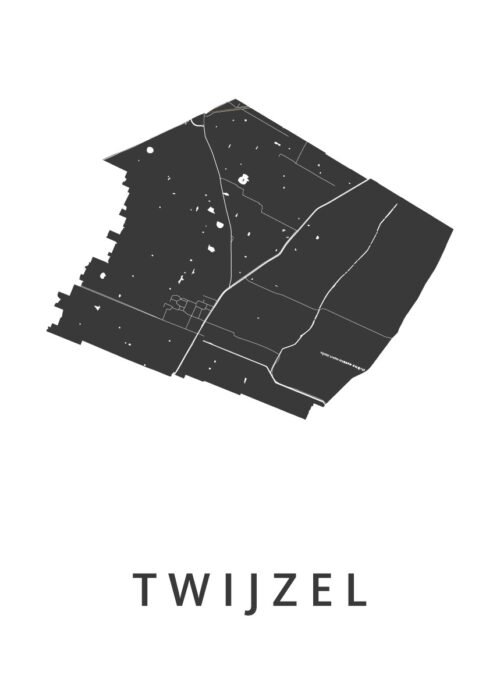 Twijzel White Stadskaart Poster | Kunst in Kaart