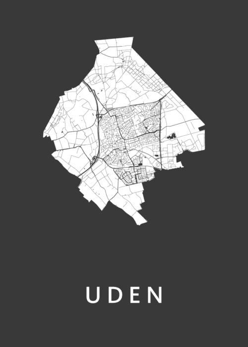 Uden Stadskaart - Black poster