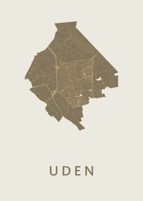 Uden Stadskaart - Gold poster