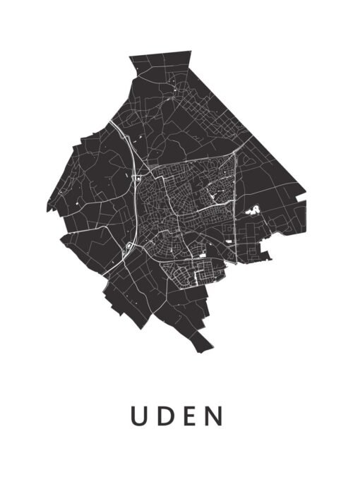 Uden Stadskaart - White poster