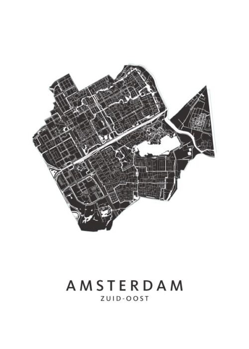Amsterdam-Zuidoost wijkkaart Amsterdam poster