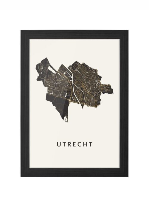 utrecht stadskaart poster kopen ingelijst in zwarte lijst