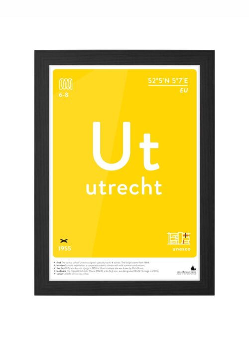 utrecht typografie poster ingelijst in zwarte lijst