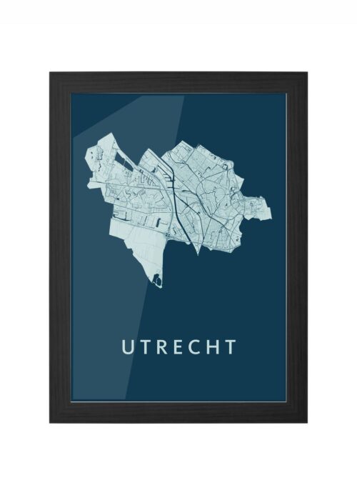 utrecht stadskaart poster kopen ingelijst in zwarte lijst
