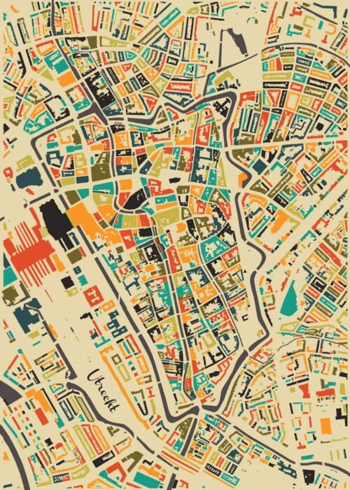 Utrecht Mozaïek Stadskaart poster