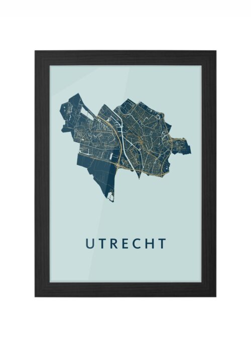 utrecht stadskaart poster kopen ingelijst in zwarte lijst