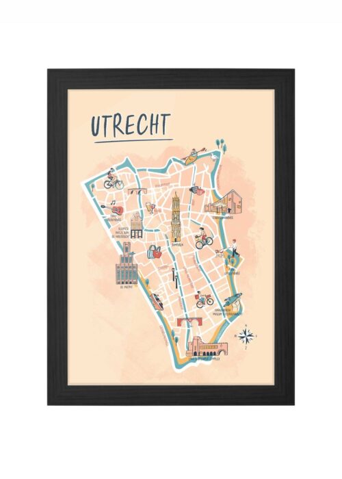 utrecht poster ingelijst in zwarte lijst