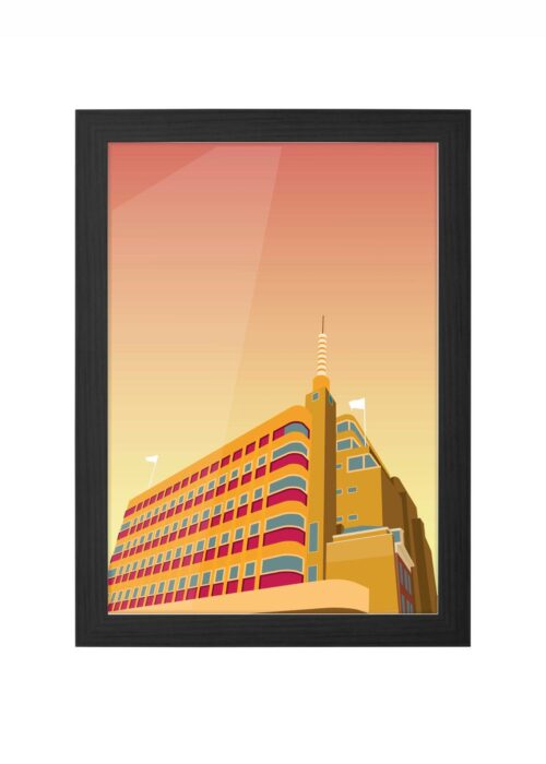 vroom & dreesmann stadsgezicht poster ingelijst in zwarte lijst