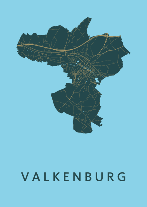 Valkenburg Stadskaart poster Azure