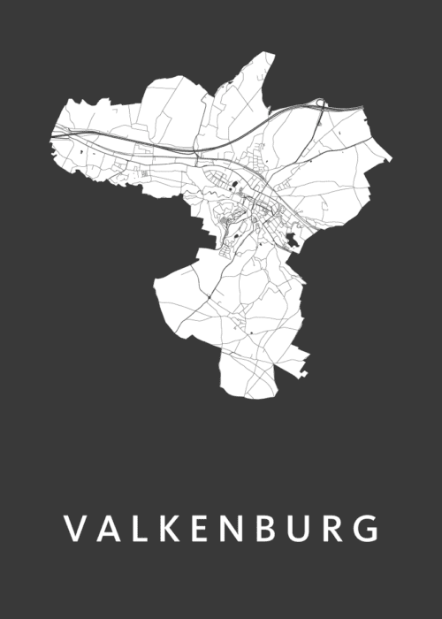 Valkenburg Stadskaart poster Black