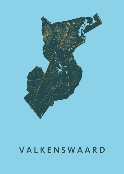 Valkenswaard Azure Stadskaart Poster Kopen