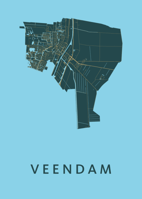 Veendam Azure Stadskaart Poster Kopen