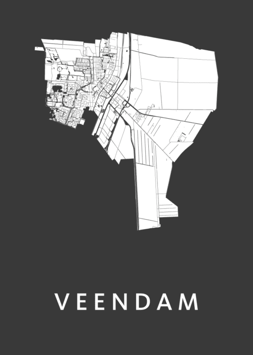 Veendam Stadskaart - Black