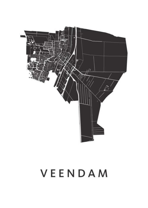 Veendam Stadskaart - White