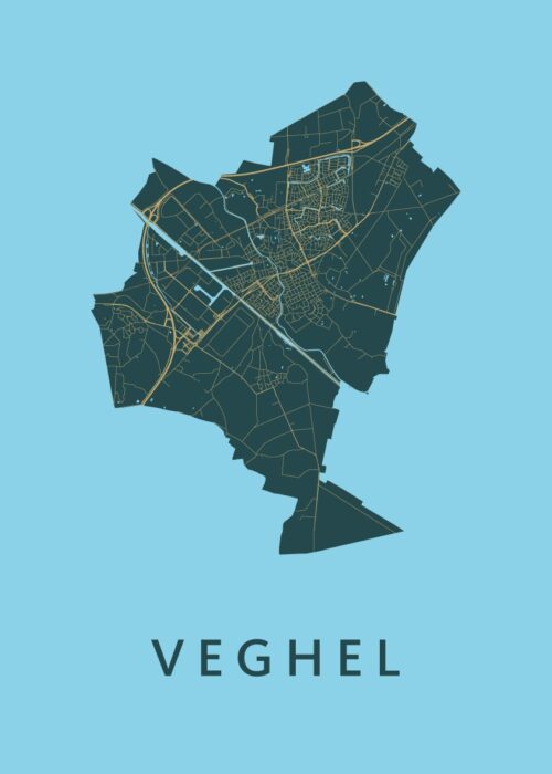 Veghel Azure Stadskaart Poster Kopen