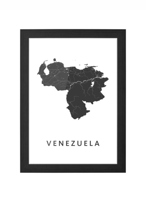 venezuela landkaart poster ingelijst in zwarte lijst