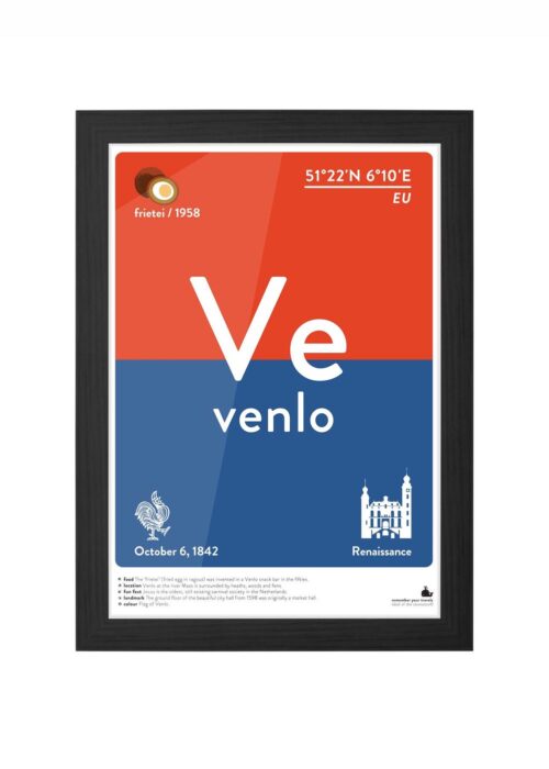 venlo typografie poster ingelijst in zwarte lijst