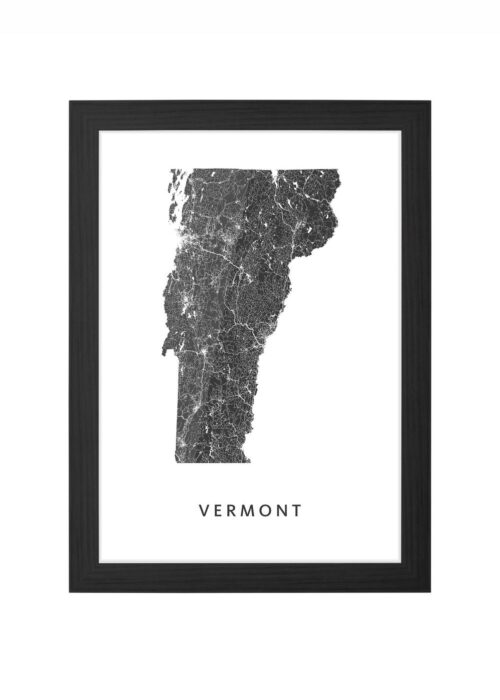 vermont staat poster kaart poster ingelijst in zwarte lijst