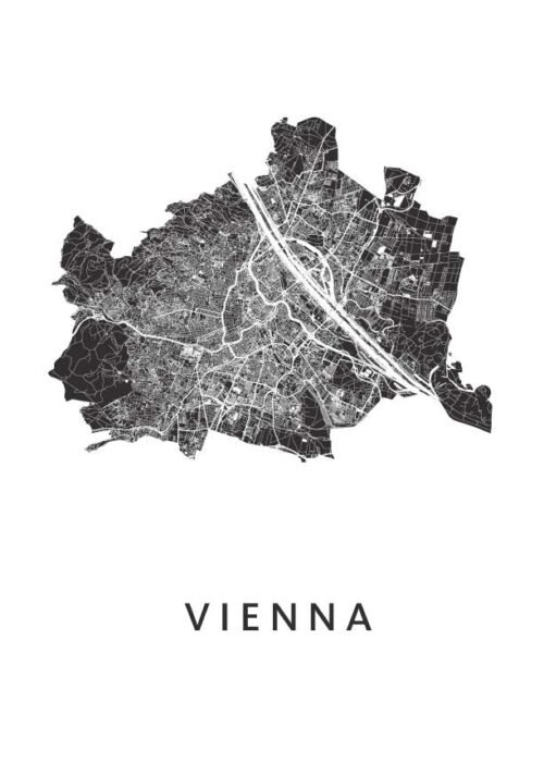 Vienna Stadskaart poster White