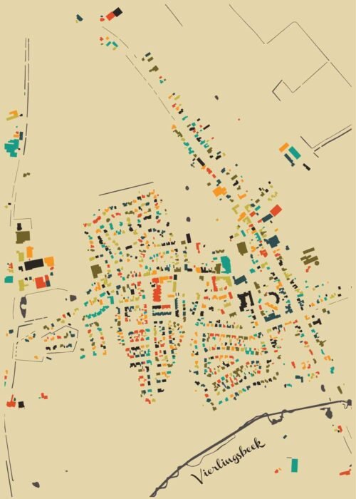 Vierlingsbeek Mozaïek Stadskaart poster