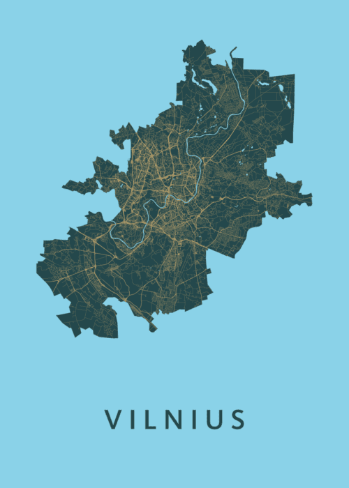 Vilnius  Azure Stadskaart Poster Kopen