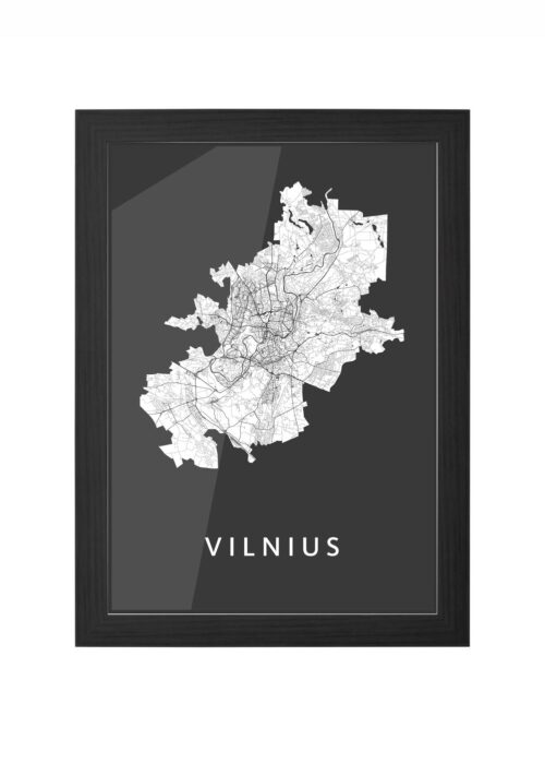 Vilnius  Black Ingelijst in Zwart lijst Kopen | Kunst in Kaart