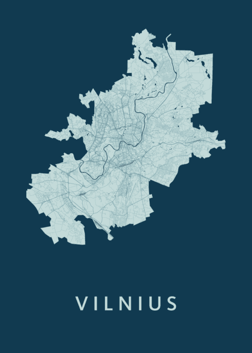 Vilnius  Feldgrau Stadskaart Poster Kopen