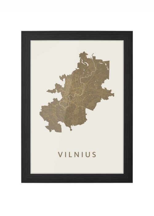Vilnius  Gold Ingelijst in Zwart lijst Kopen | Kunst in Kaart