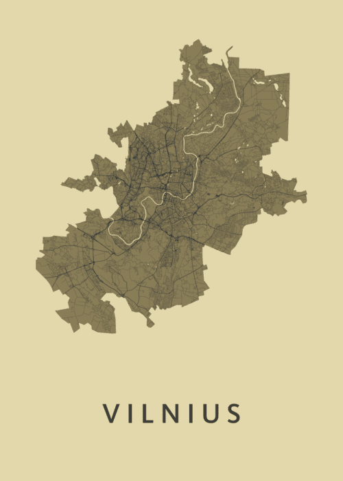 Vilnius  GoldenRod Stadskaart Poster Kopen